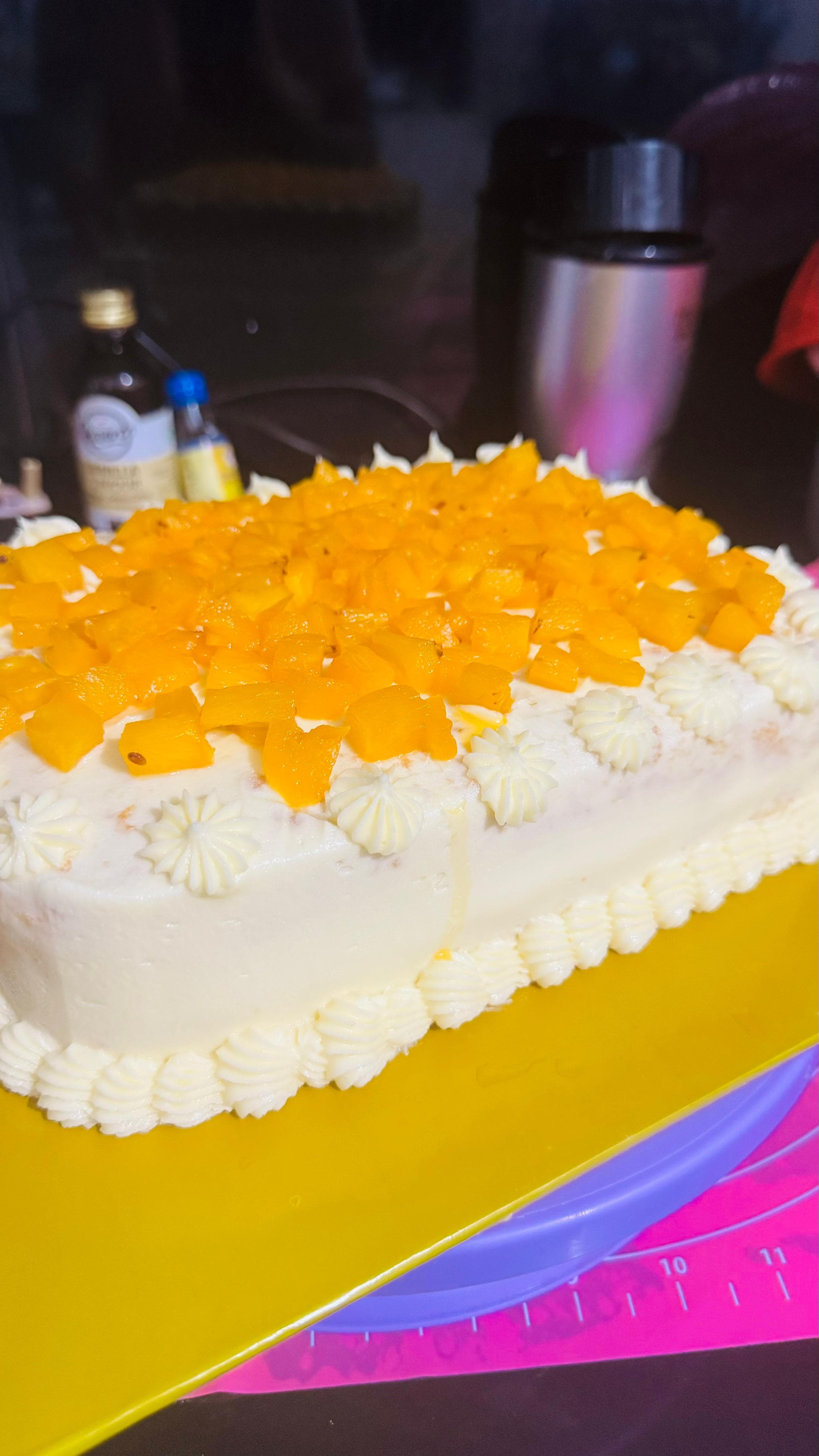Freshly baked tropical pineapple sponge cake